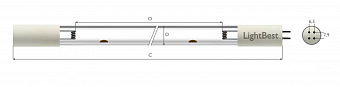 Лампа амальгамная LightBest GPHVA 250D20/4P 48W 1,9A